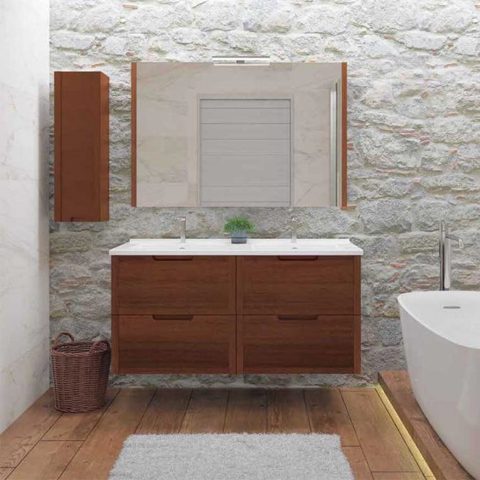 Mueble Baño Con Patas 1C + 2 Lavabos Sobre-encimera ICON 120 / Estructura  LACADA (Doble Seno) - Muebles de Baño Los Pedroches
