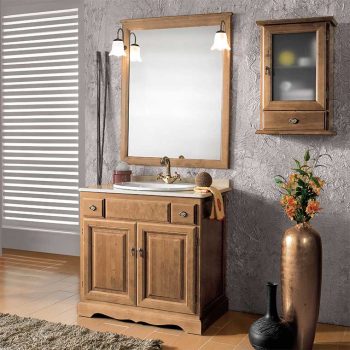 Mueble de baño madera natural con armario colgante