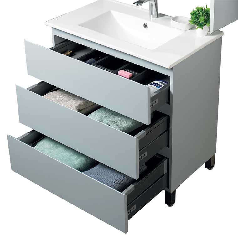 Mueble de baño de suelo de 80 cm con 3 cajones lavabo integrado