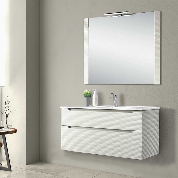 Juego de baño pequeño: mueble de colgar, lavabo, espejo, 40 cm