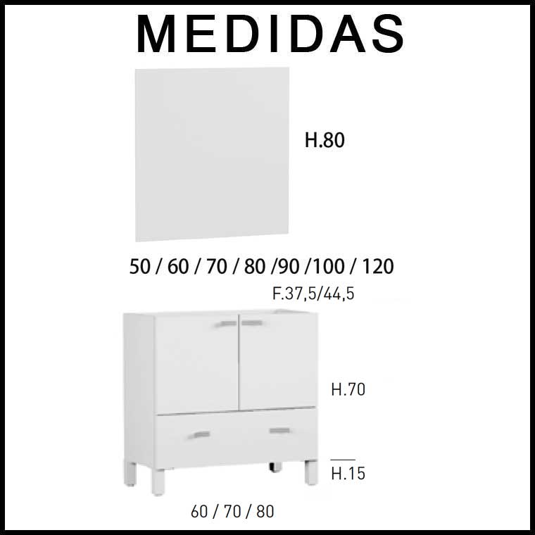 ▷ Mueble de Baño Vega 70 cm. 2 puertas 1 cajón, ENVÍO GRATIS