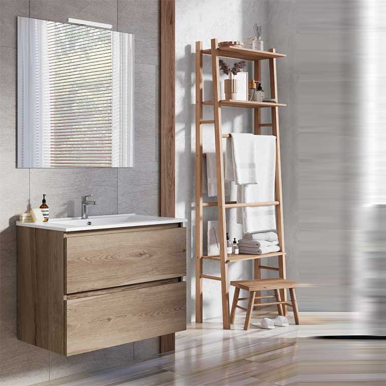 Mueble de baño suspendido con lavabo integrado 40 cm alto Modelo Box