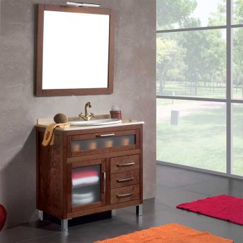 Mueble de Roble Macizo a medida con 3 cajones 1 Hueco + 2 Lavabos de diseño  Corian® | 537