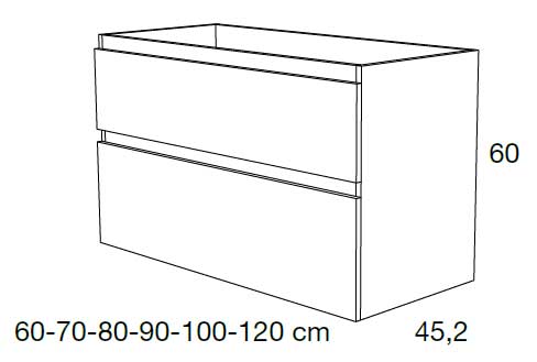 Medidas Mueble bajo o lavabo Carmen 2 Cajones Avila Dos