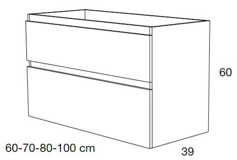 Medidas Mueble bajo o lavabo Carmen 2 Cajones Fondo Reducido Avila Dos